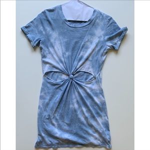 Blue Tie-Dye Cutout T-Shirt Dress